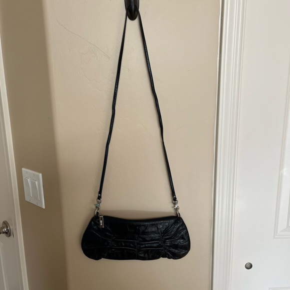 Hobo International Black Glazed Leather Casual Crossbody Handbag Clutch … - Picture 5 of 16